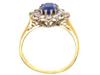 18ct Gold, Sapphire & Diamond Oval Cluster Ring
