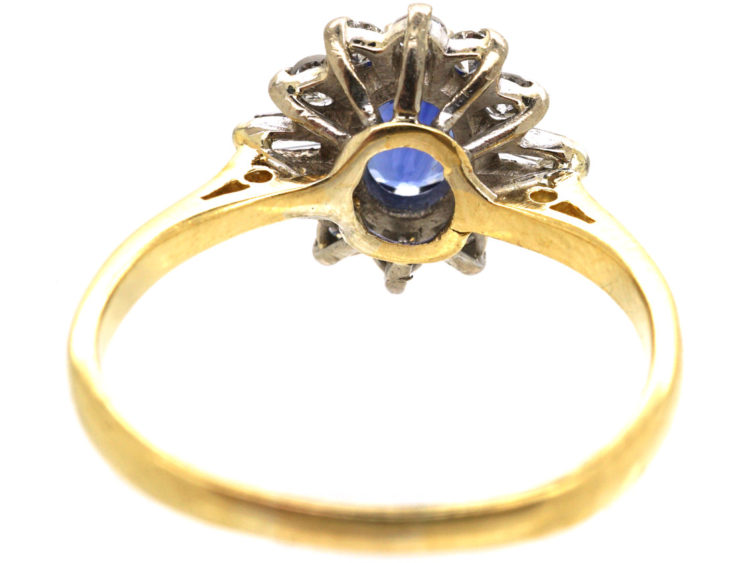 18ct Gold, Sapphire & Diamond Oval Cluster Ring