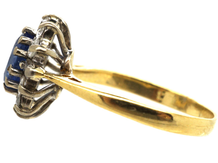 18ct Gold, Sapphire & Diamond Oval Cluster Ring