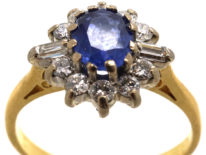 18ct Gold, Sapphire & Diamond Oval Cluster Ring