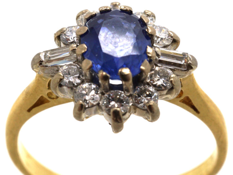 18ct Gold, Sapphire & Diamond Oval Cluster Ring