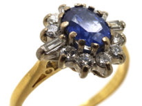 18ct Gold, Sapphire & Diamond Oval Cluster Ring