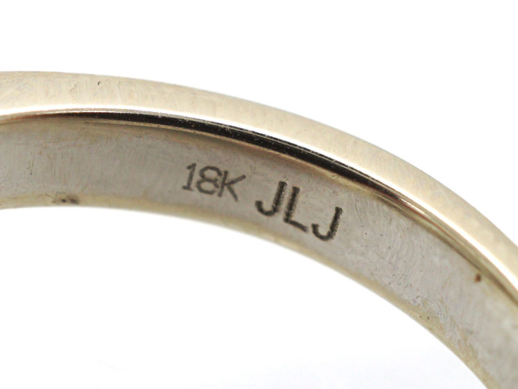 18ct White Gold, Aquamarine & Diamond Rectangular Ring with Diamond Set Shoulders