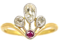 Art Nouveau 18ct Gold & Platinum, Ruby & Diamond Ring