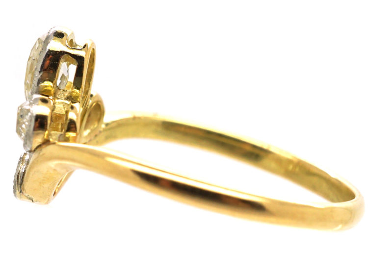Art Nouveau 18ct Gold & Platinum, Ruby & Diamond Ring