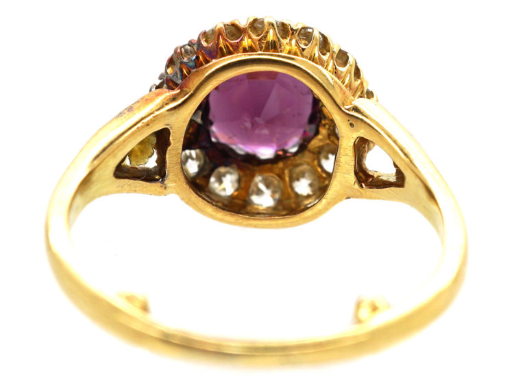 Edwardian 18ct Gold, Garnet & Diamond Cluster Ring