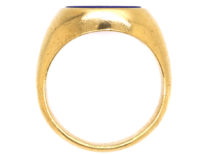 18ct Gold & Lapis Lazuli Signet Ring With Crest Intaglio