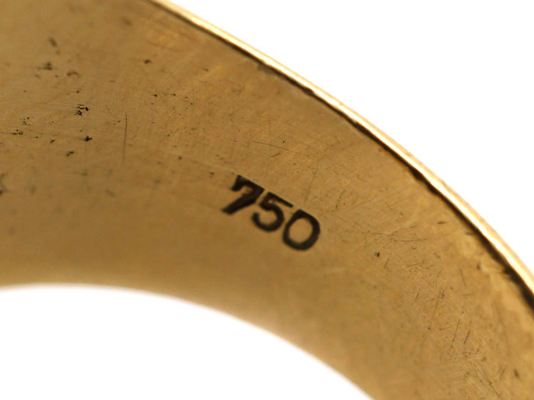 18ct Gold & Lapis Lazuli Signet Ring With Crest Intaglio