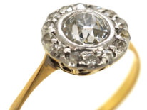 Edwardian 18ct & Platinum, Diamond Daisy Cluster Ring