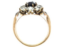 Edwardian 18ct Gold, Sapphire & Diamond Oval Cluster Ring