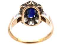 Edwardian 18ct Gold, Sapphire & Diamond Oval Cluster Ring