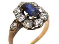 Edwardian 18ct Gold, Sapphire & Diamond Oval Cluster Ring