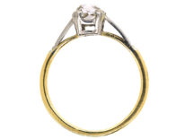 Art Deco 18ct Gold & Platinum, Old Mine Cut Diamond Solitaire Ring