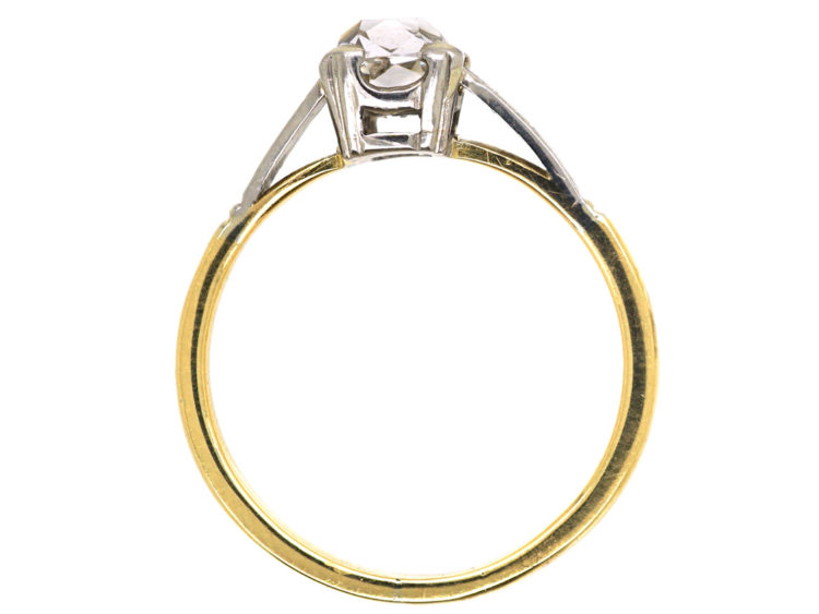 Art Deco 18ct Gold & Platinum, Old Mine Cut Diamond Solitaire Ring
