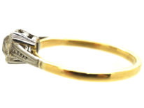 Art Deco 18ct Gold & Platinum, Old Mine Cut Diamond Solitaire Ring