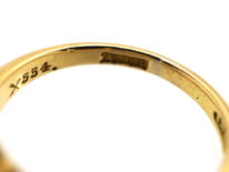 Victorian 18ct Gold, Sapphire & Diamond Five Stone Carved Half Hoop Ring