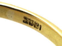 Edwardian 18ct Gold, Diamond & Ruby Five Stone Carved Half Hoop Ring