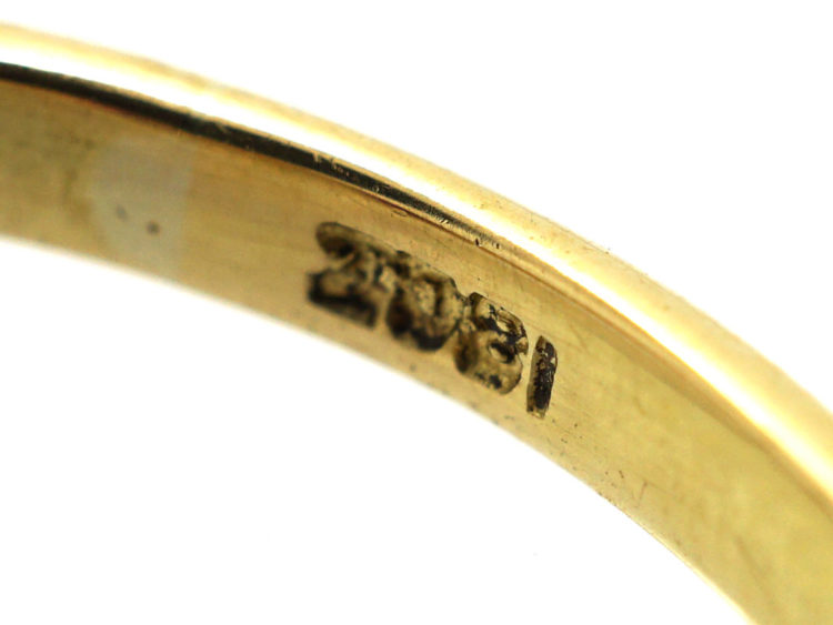 Edwardian 18ct Gold, Diamond & Ruby Five Stone Carved Half Hoop Ring