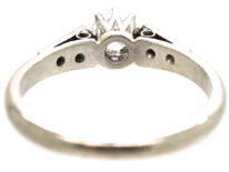 Art Deco Platinum, Diamond Solitaire Ring With Diamond Set Shoulders