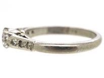 Art Deco Platinum, Diamond Solitaire Ring With Diamond Set Shoulders