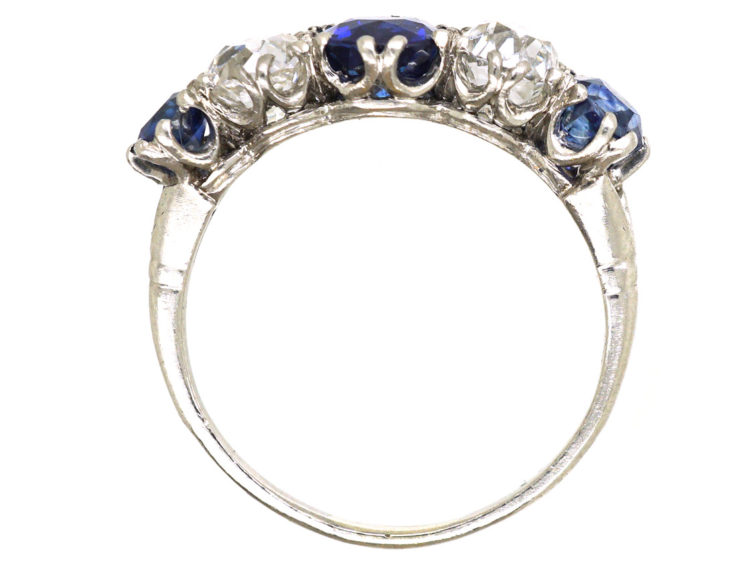 Art Deco Platinum, Sapphire & Diamond Five Stone Ring