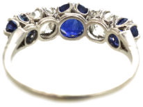 Art Deco Platinum, Sapphire & Diamond Five Stone Ring