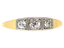 Art Deco 14ct Gold Three Stone Diamond Ring