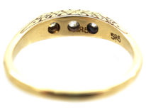 Art Deco 14ct Gold Three Stone Diamond Ring