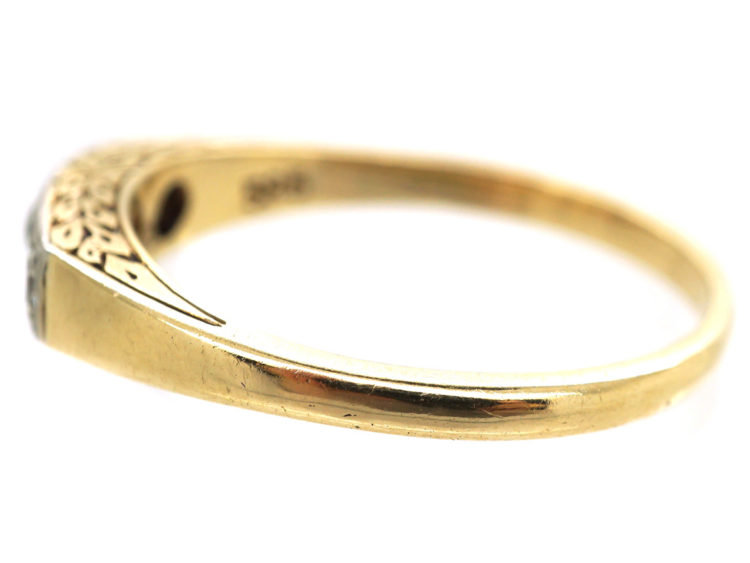 Art Deco 14ct Gold Three Stone Diamond Ring