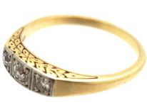 Art Deco 14ct Gold Three Stone Diamond Ring
