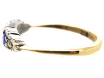 Edwardian 9ct Gold Blue & White Paste Ring