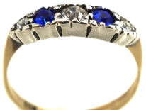 Edwardian 9ct Gold Blue & White Paste Ring