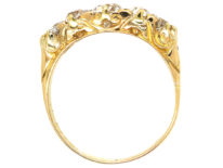 Victorian 18ct Gold & Five Stone Diamond Carved Half Hoop Ring