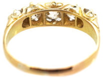 Victorian 18ct Gold & Five Stone Diamond Carved Half Hoop Ring