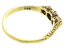 Art Deco 14ct Gold, Sapphire & Diamond Three Stone Ring
