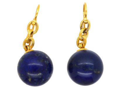 French 18ct Gold & Lapis Lazuli Earrings French 18ct Gold & Lapis Lazuli Earrings