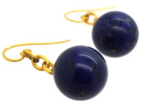 French 18ct Gold & Lapis Lazuli Earrings