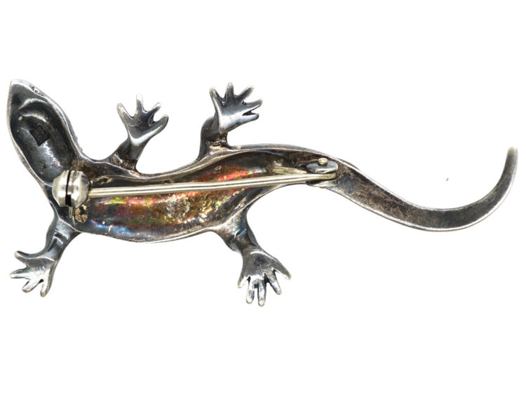 Art Deco Silver & Marcasite Lizard Brooch
