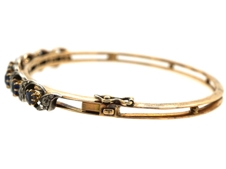 Edwardian 15ct Gold, Sapphire & Diamond Bangle