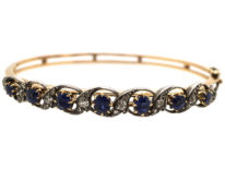 Edwardian 15ct Gold, Sapphire & Diamond Bangle