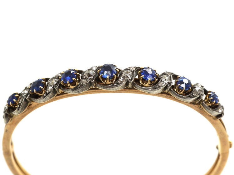 Edwardian 15ct Gold, Sapphire & Diamond Bangle