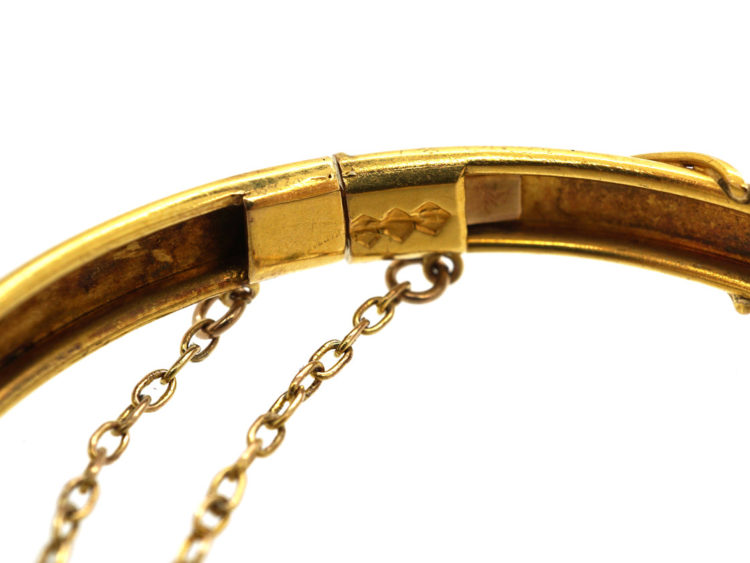 Edwardian 15ct Gold, Ruby & Diamond Buckle Bangle