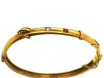 Edwardian 15ct Gold, Ruby & Diamond Buckle Bangle