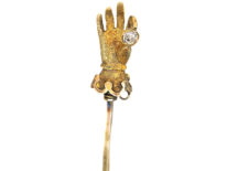 Georgian 18ct Gold Hand Tie Pin set with a Diamond