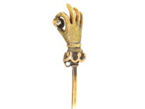 Georgian 18ct Gold Hand Tie Pin set with a Diamond