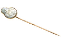Edwardian 15ct Gold & Mother of Pearl Buddha Tie Pin