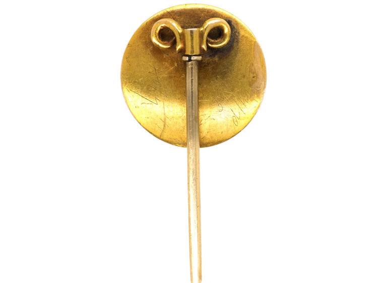 Victorian 15ct Gold, White Enamel & Cabochon Garnet Tie Pin