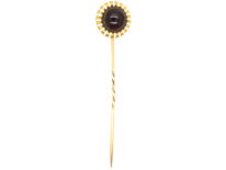 Victorian 15ct Gold, White Enamel & Cabochon Garnet Tie Pin