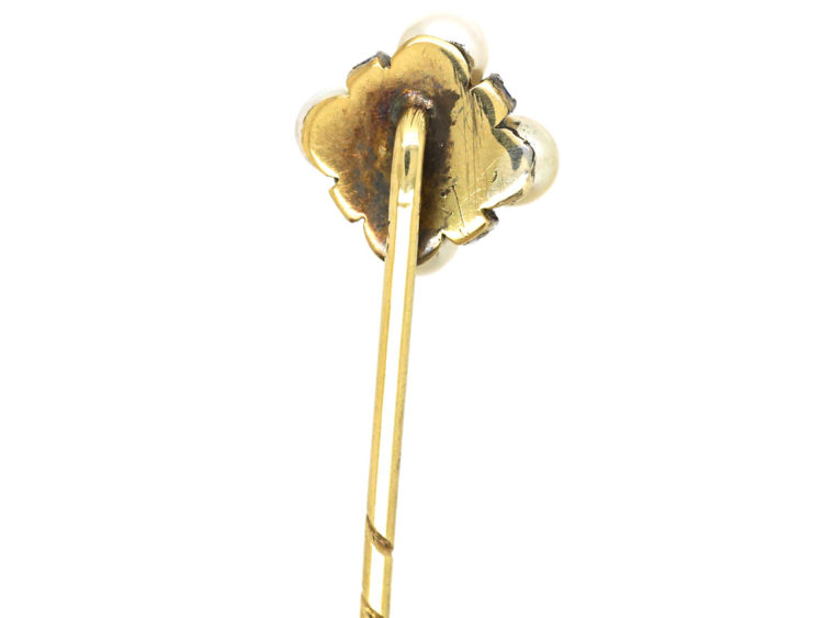 Art Deco Sapphire, Diamond & Natural Pearl Tie Pin