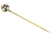 Art Deco Sapphire, Diamond & Natural Pearl Tie Pin
